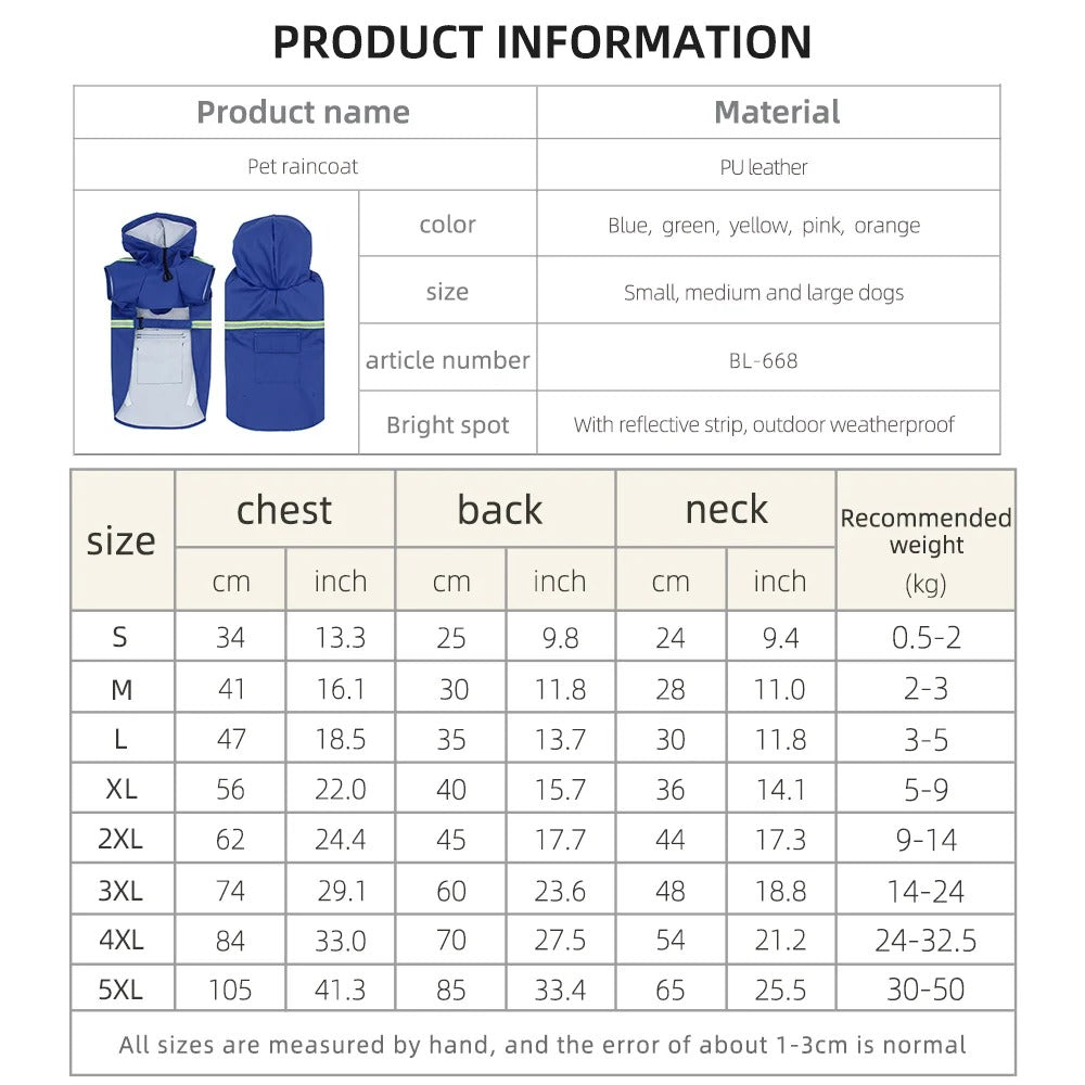 Corgi Cloak Style Dog Raincoat